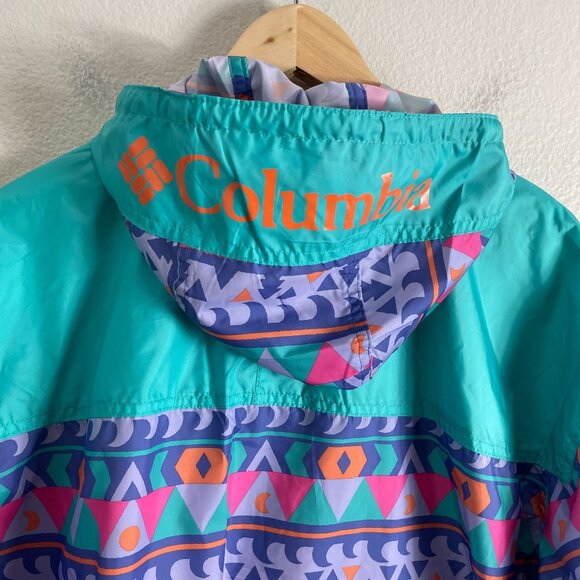 NEW Columbia Mens XXL Challenger Windbreaker Multicolor Geometric Pullover Hood - Picture 12 of 13